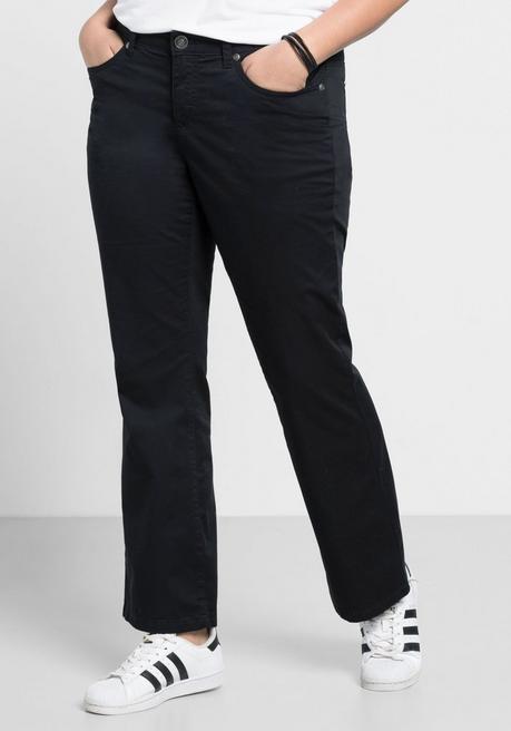 Bootcut-Hose aus elastischem Baumwoll-Twill - schwarz - 40