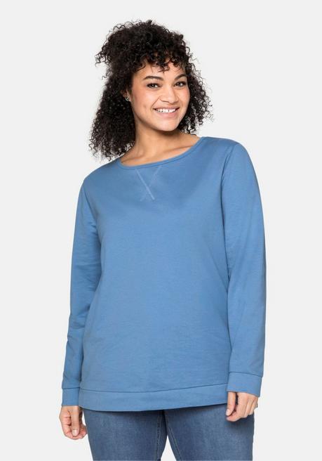 Sweatshirt mit seitlichen Reißverschlüssen - jeansblau - 40/42