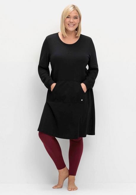 Jerseykleid mit Kängurutasche, in leichter A-Linie - schwarz - 40/42