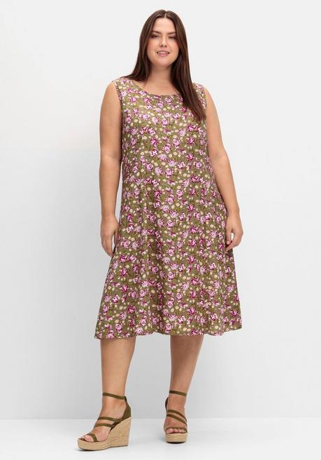 Ärmelloses Kleid mit Blumenprint - khaki gemustert - 40