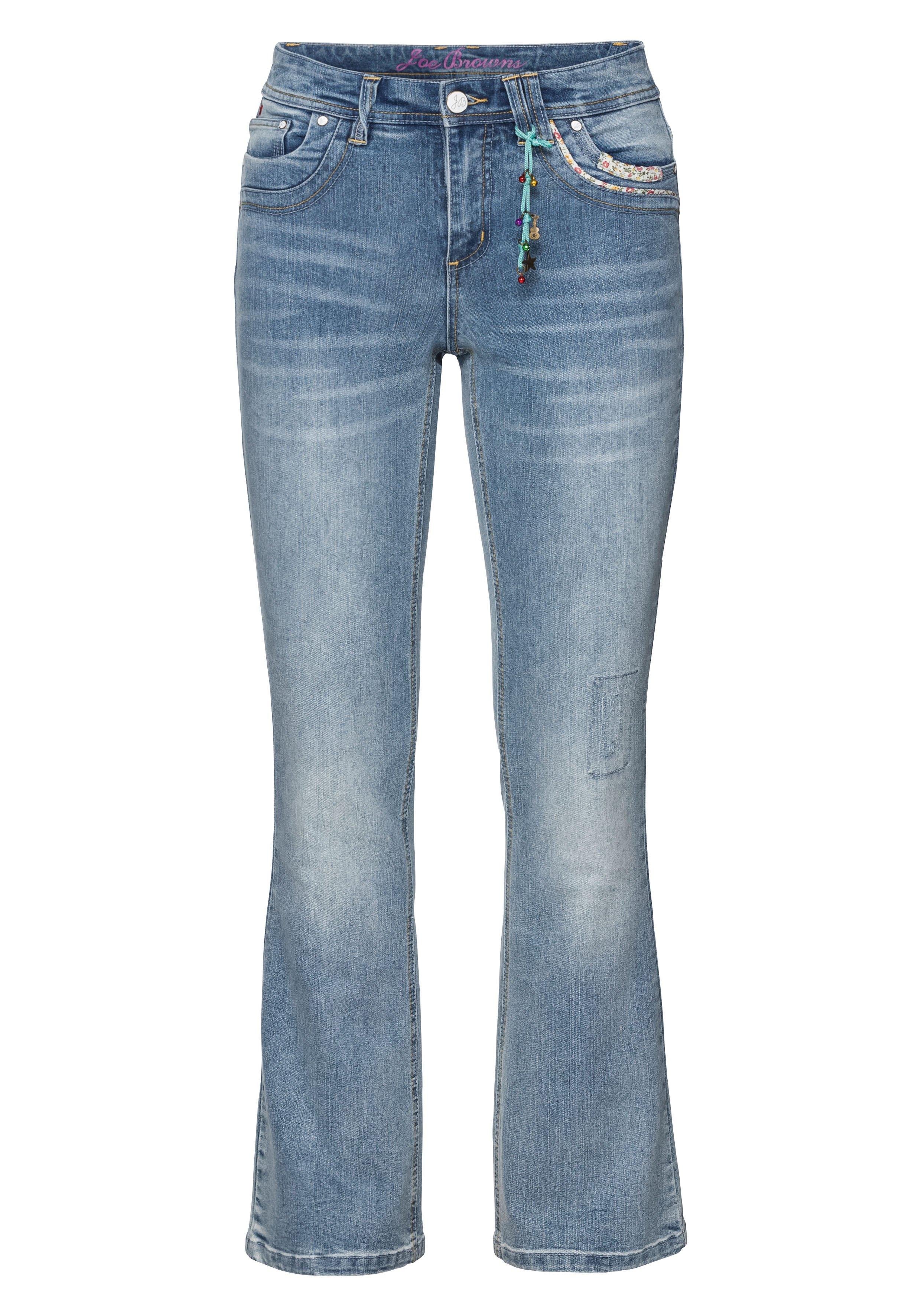 Bootcut Stretch-Jeans im Used-Look - dark blue Denim | sheego