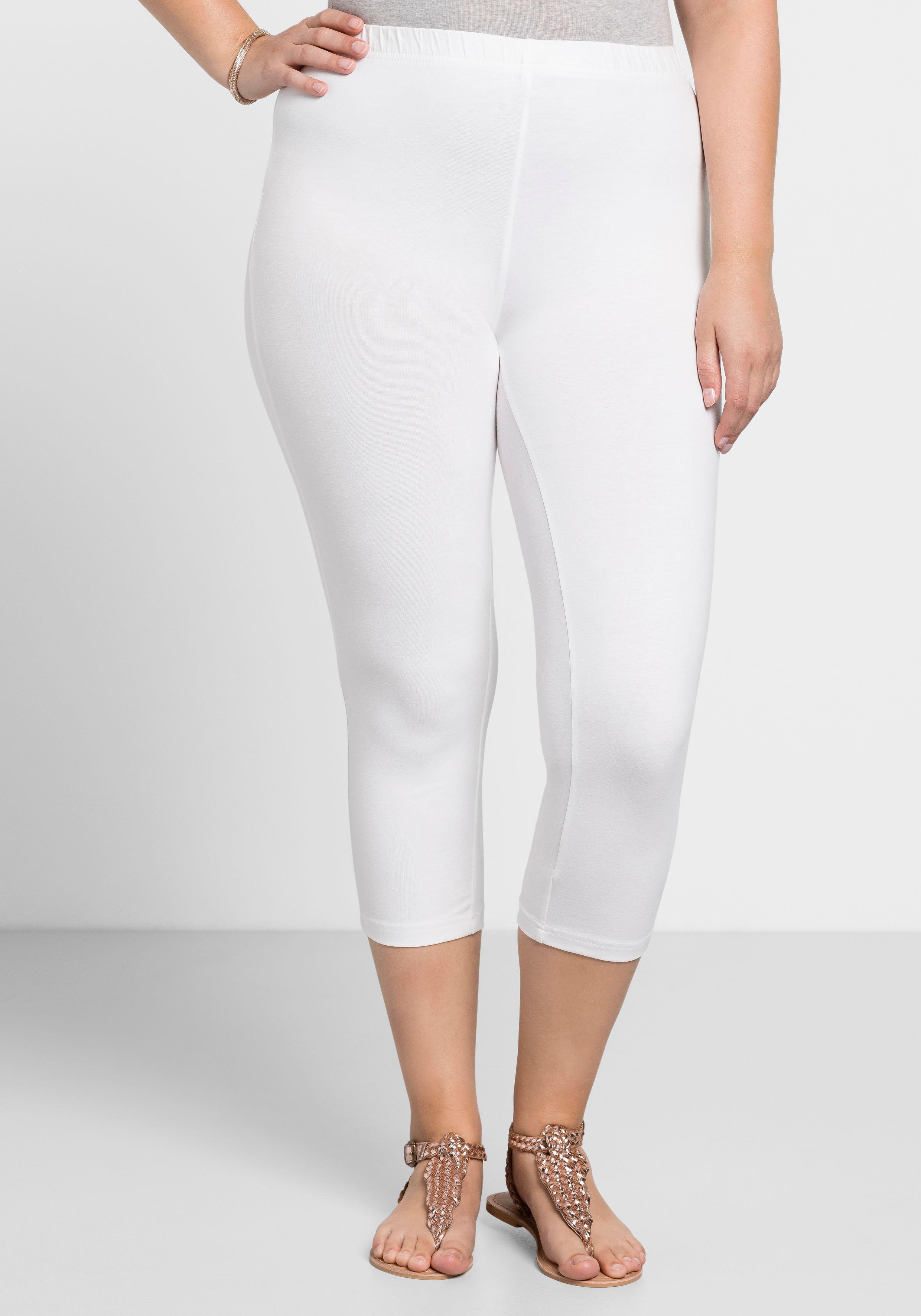 sheego Leggings in Caprilänge - weiß sheego