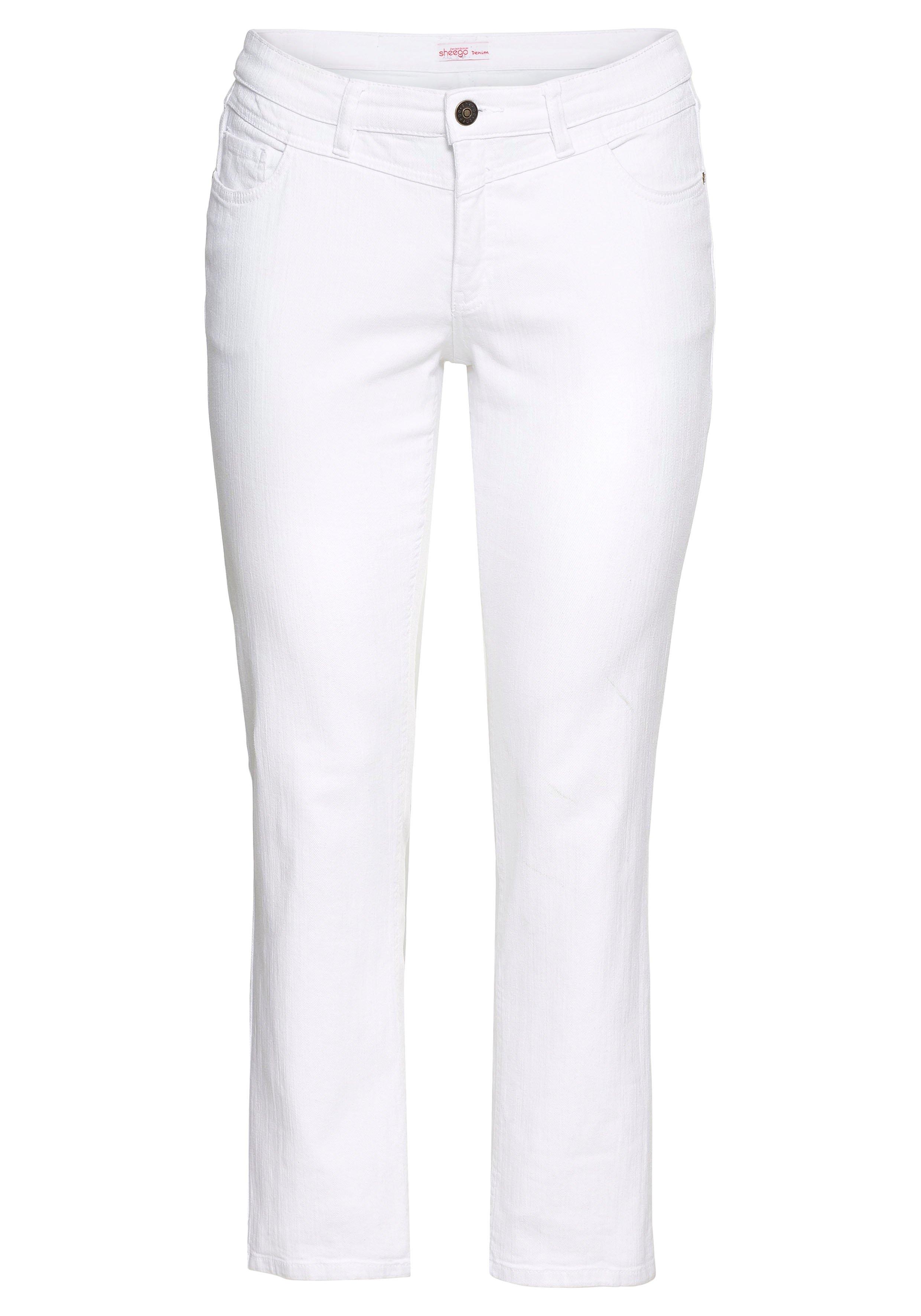 Gerade Jeans mit Used-Effekten Denim sheego | - white