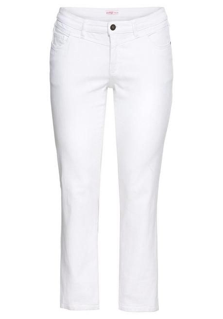 Gerade Jeans mit Used-Effekten - white Denim | sheego