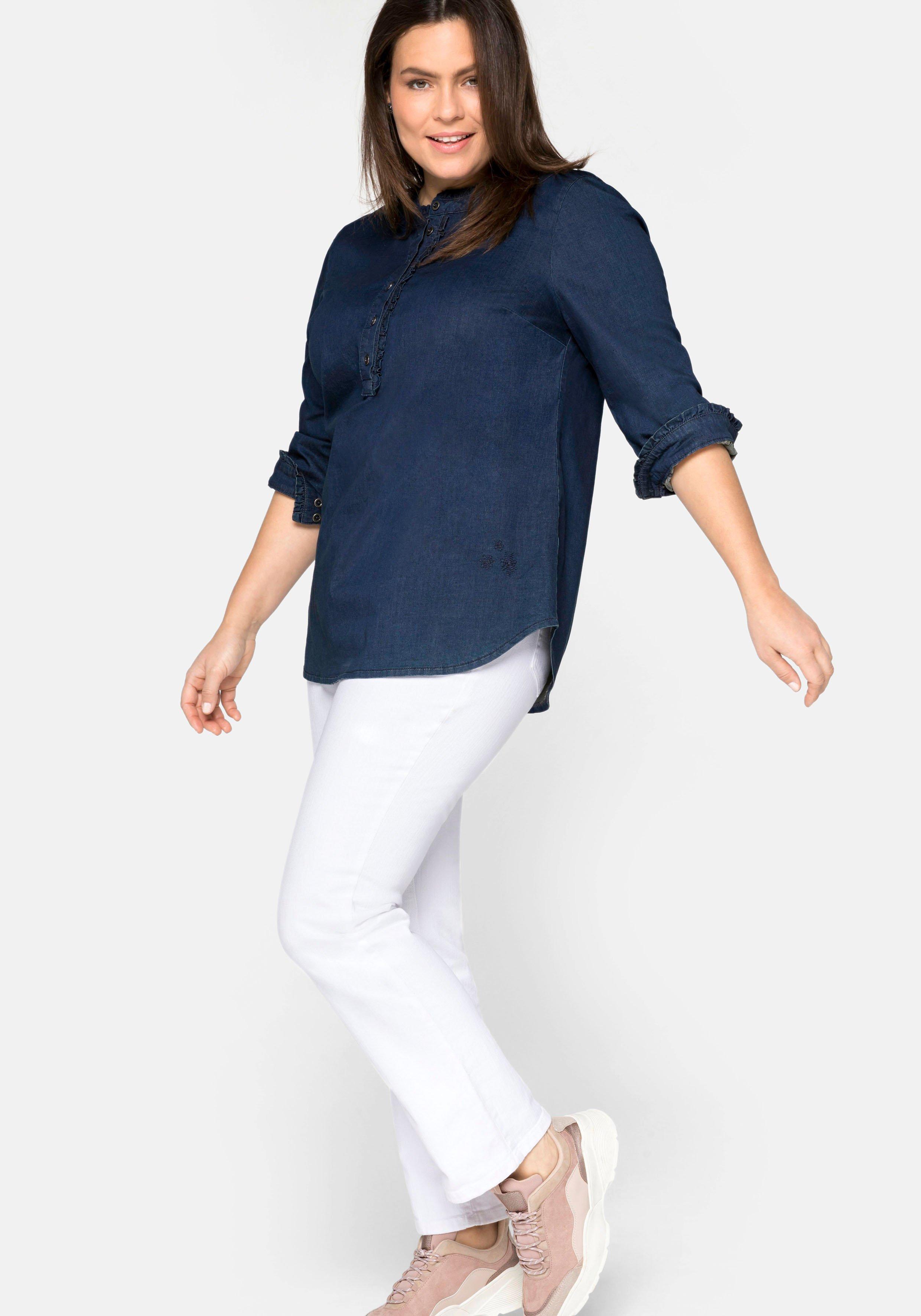 white | - Used-Effekten Denim Gerade Jeans mit sheego