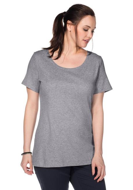 BASIC T-Shirt mit Rundhalsausschnitt - grau meliert - 40/42