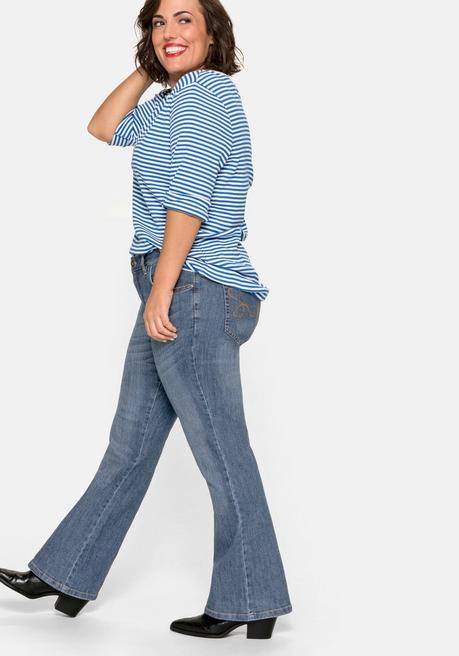 Bootcut-Jeans in 5-Pocket-Form, mit Used-Effekten - blue Denim - 21