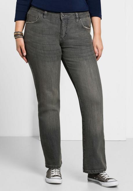Bootcut-Jeans in 5-Pocket-Form, mit Used-Effekten - grey Denim - 21