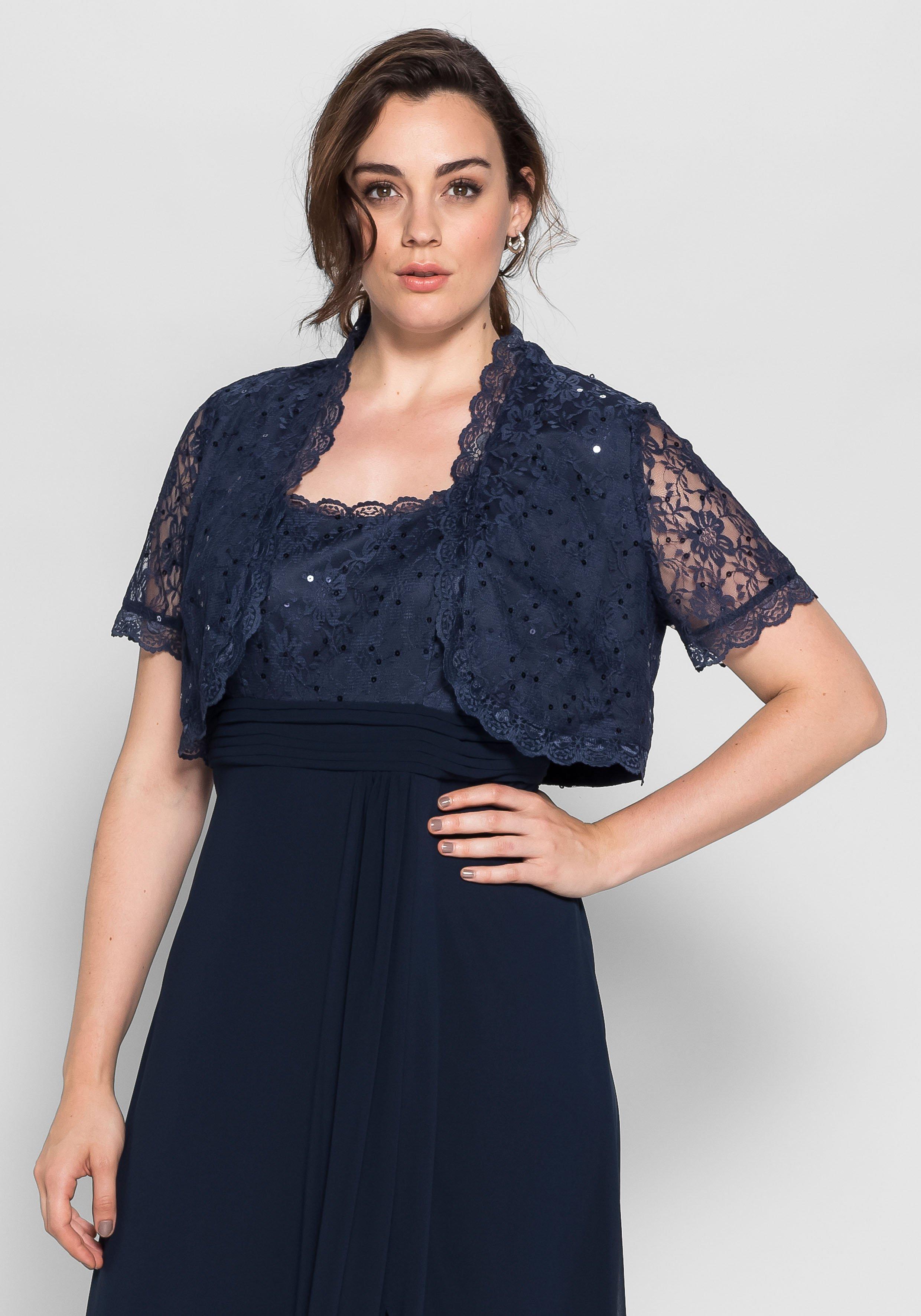 sheego Spitzenbolero mit Pailletten - blau sheego