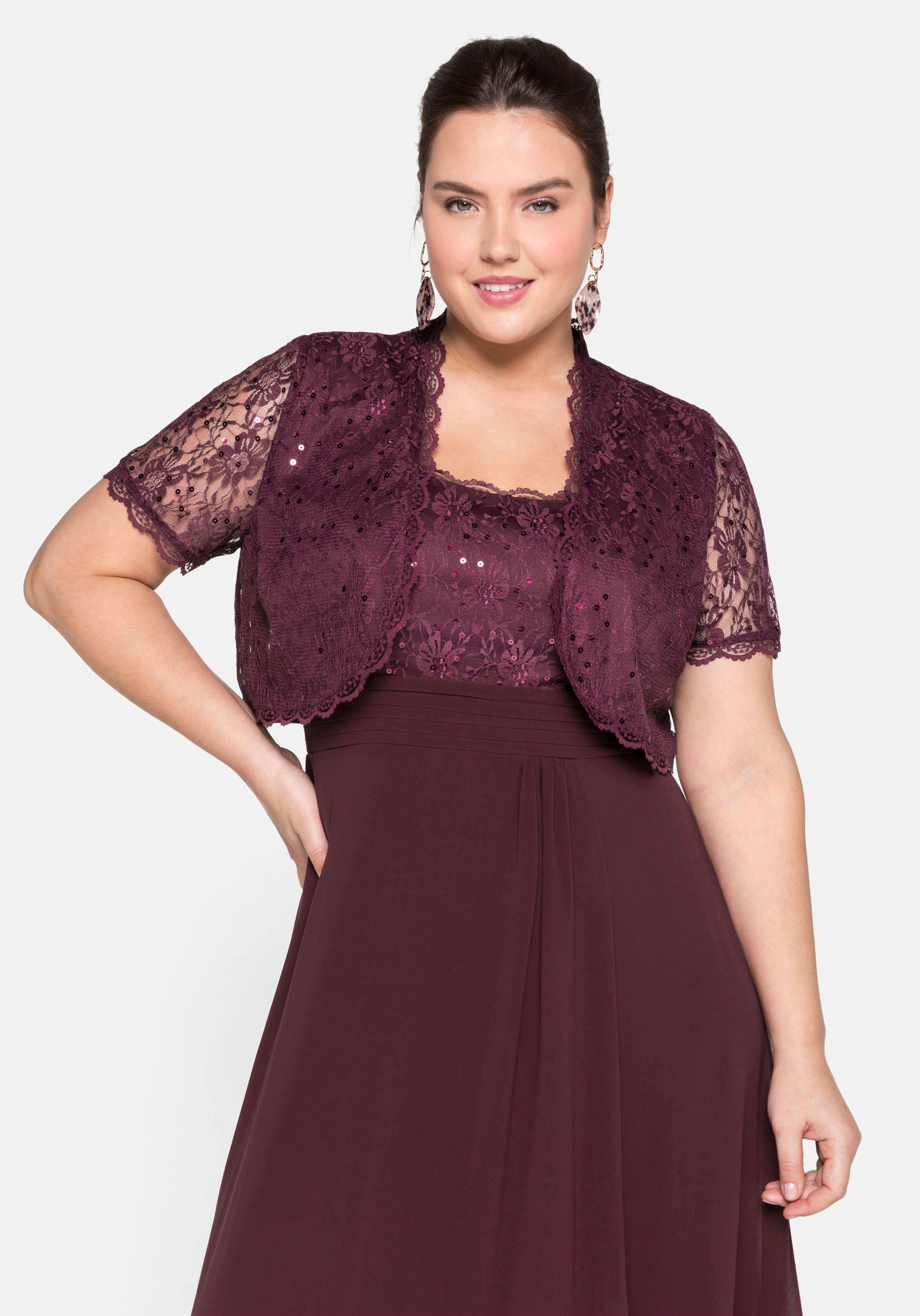 Abendkleid mit floraler Spitze - aubergine | sheego