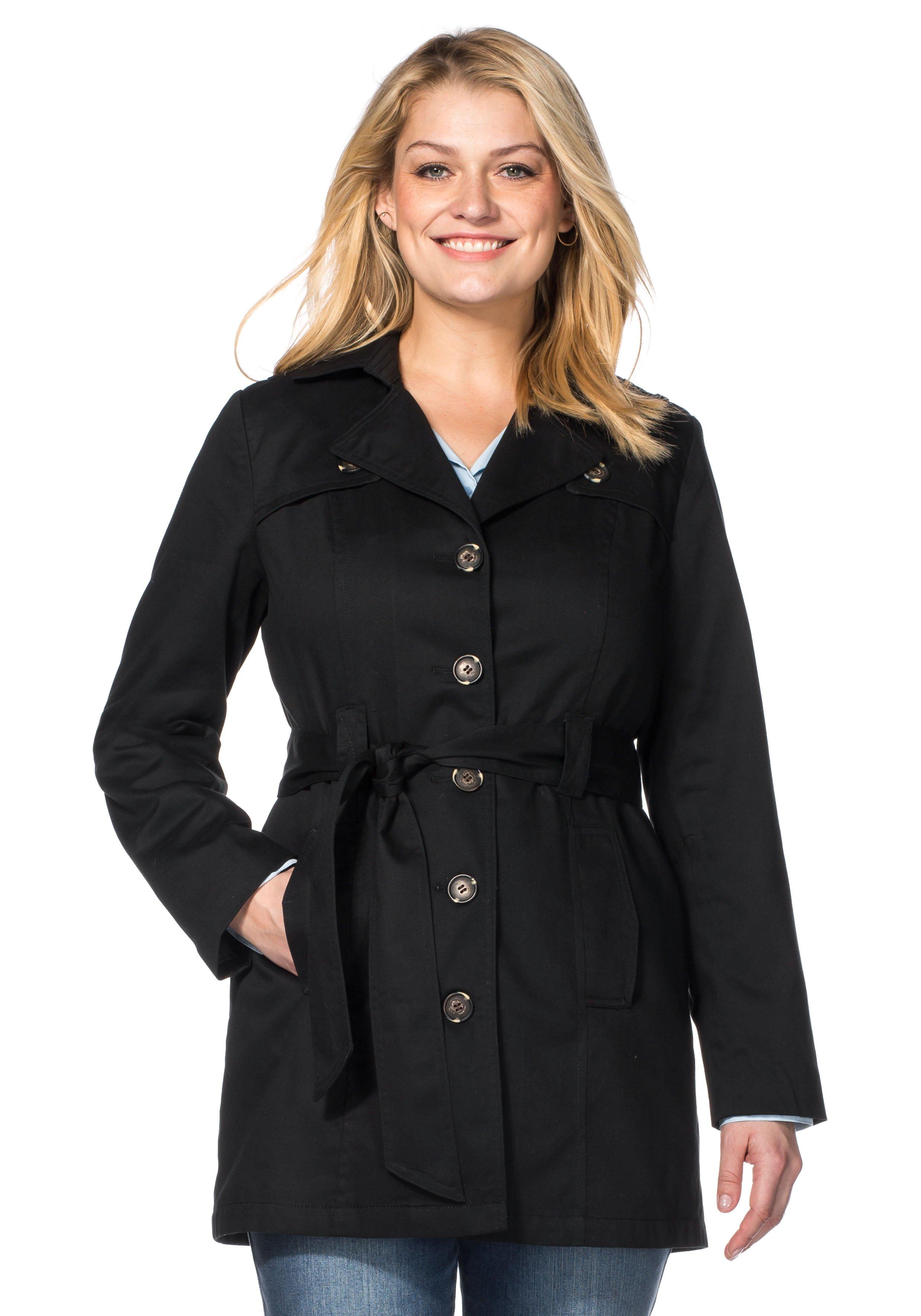 sheego Trenchcoat in Kurzform - schwarz sheego