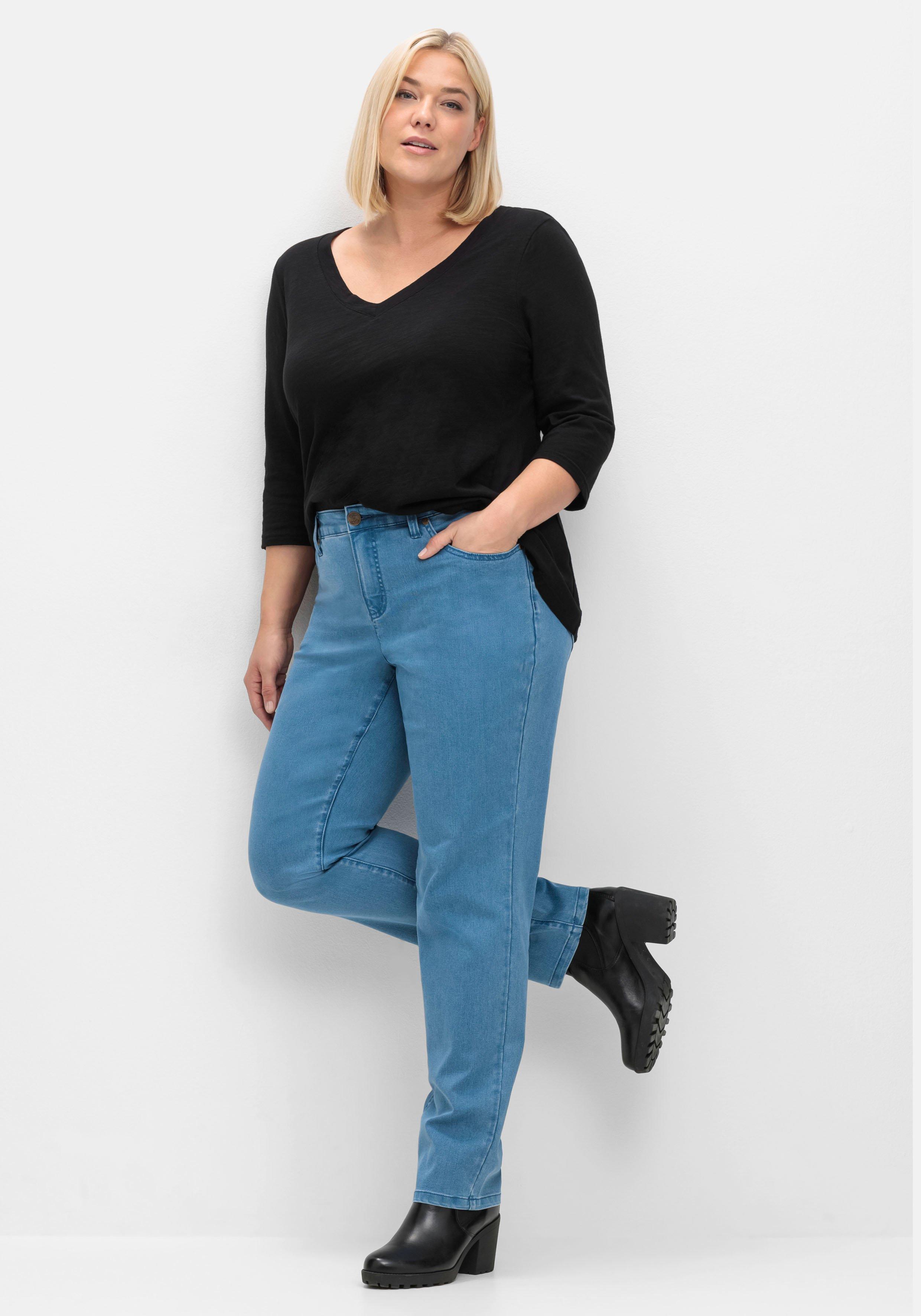 Schmale Stretch-Jeans black | 5-Pocket-Stil sheego blue - im Denim