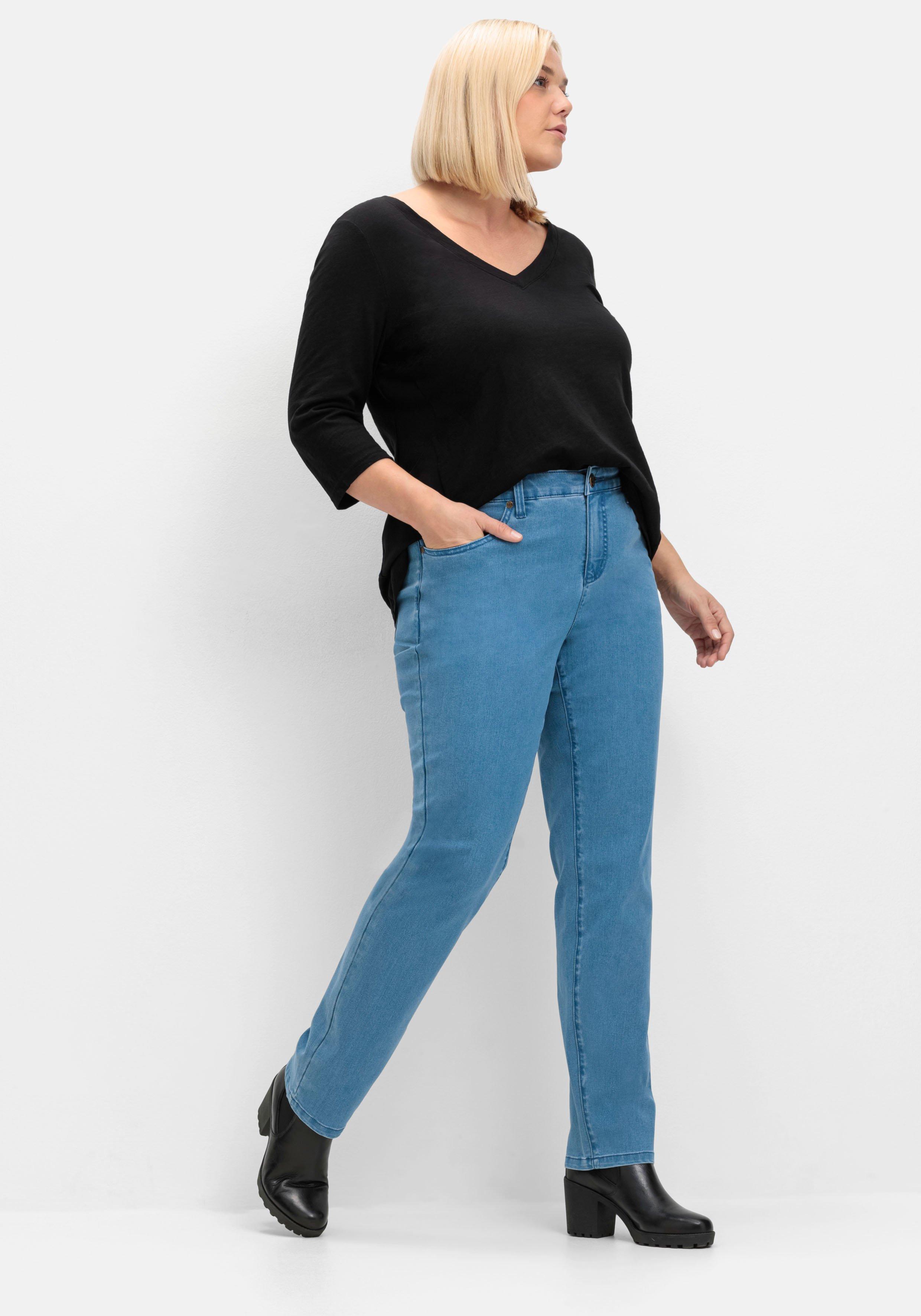 Schmale Stretch-Jeans im 5-Pocket-Stil - blue black Denim | sheego