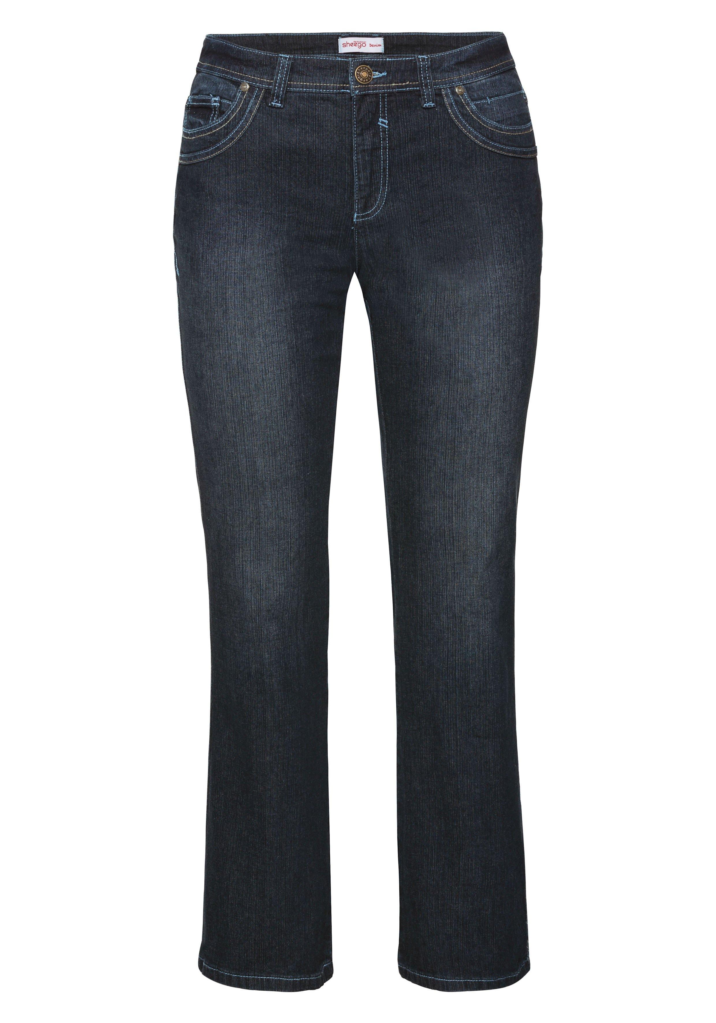 Gerade Stretch-Jeans, bei sheego Denim kräftigen Beinen | blue dark - sehr