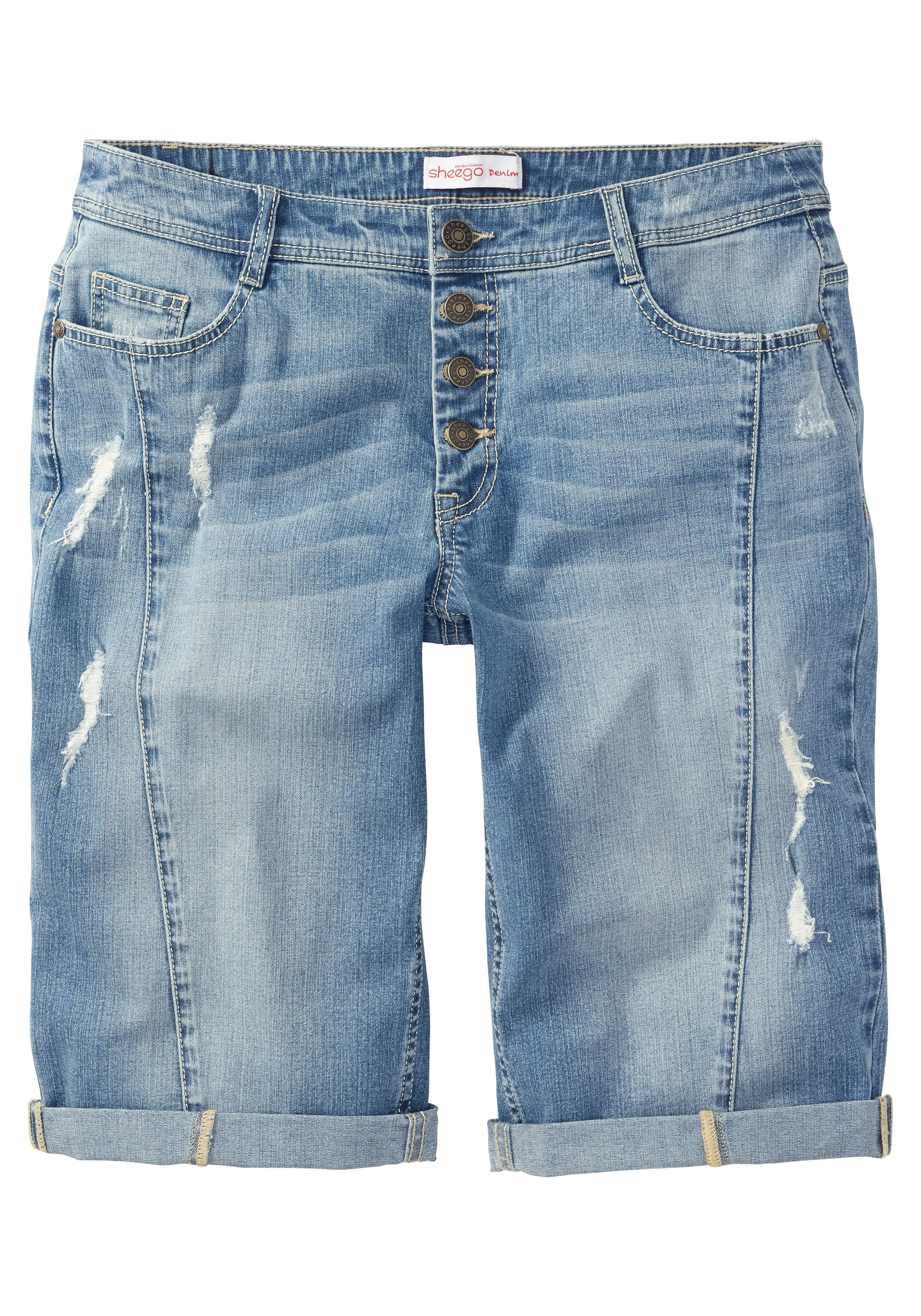 Jeansbermudas im blue | Used-Look Denim sheego light 