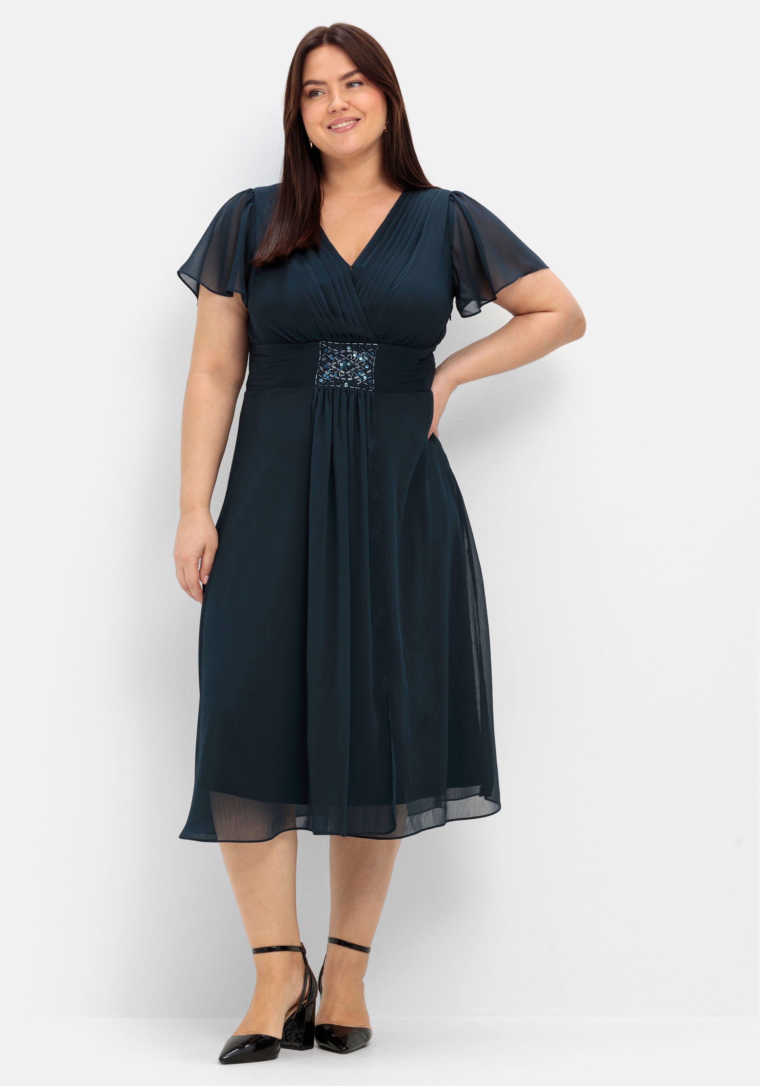 | Abendkleid Schmuckbrosche sheego - mit dunkelblau