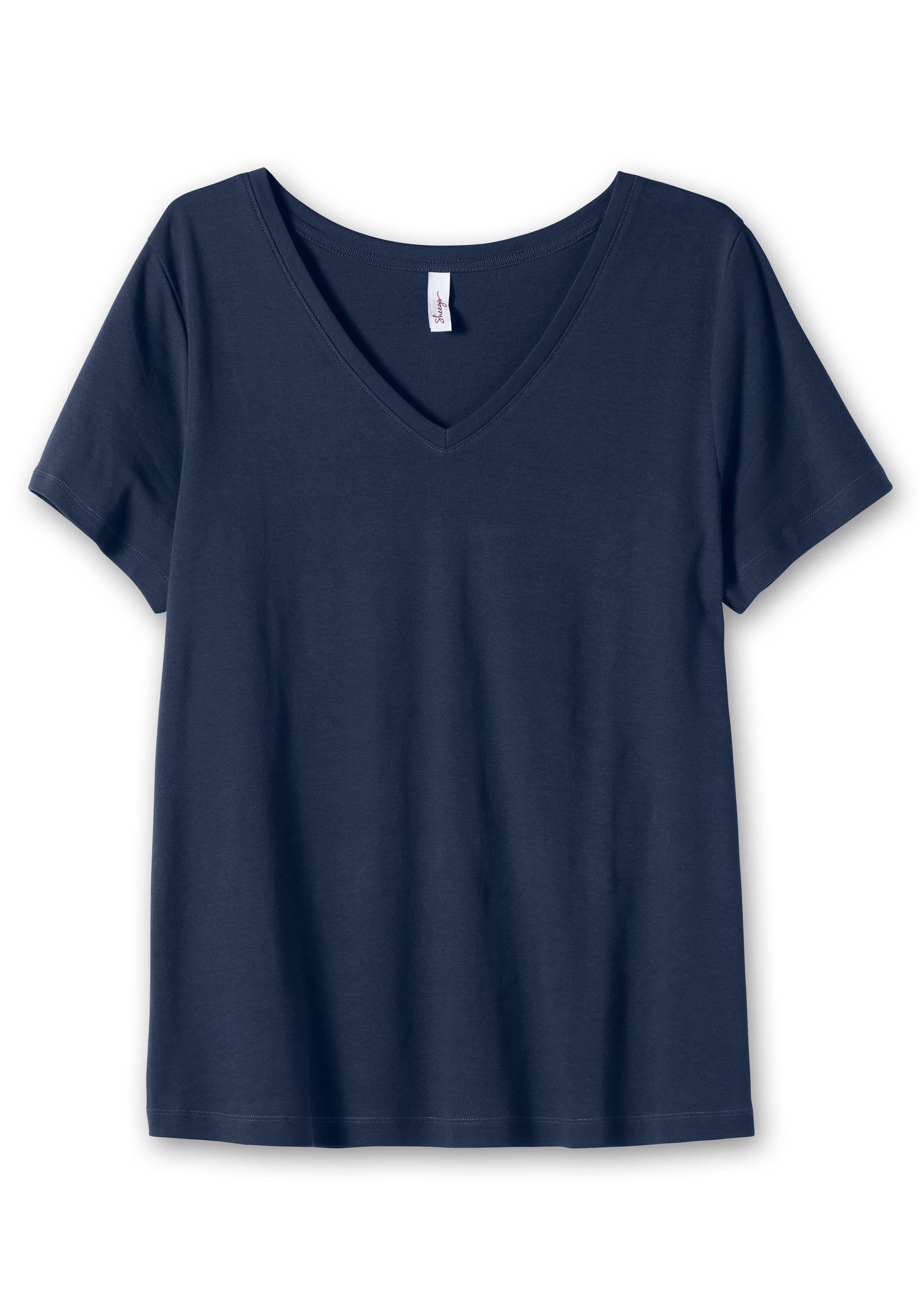 T-Shirt mit - marine sheego | V-Ausschnitt