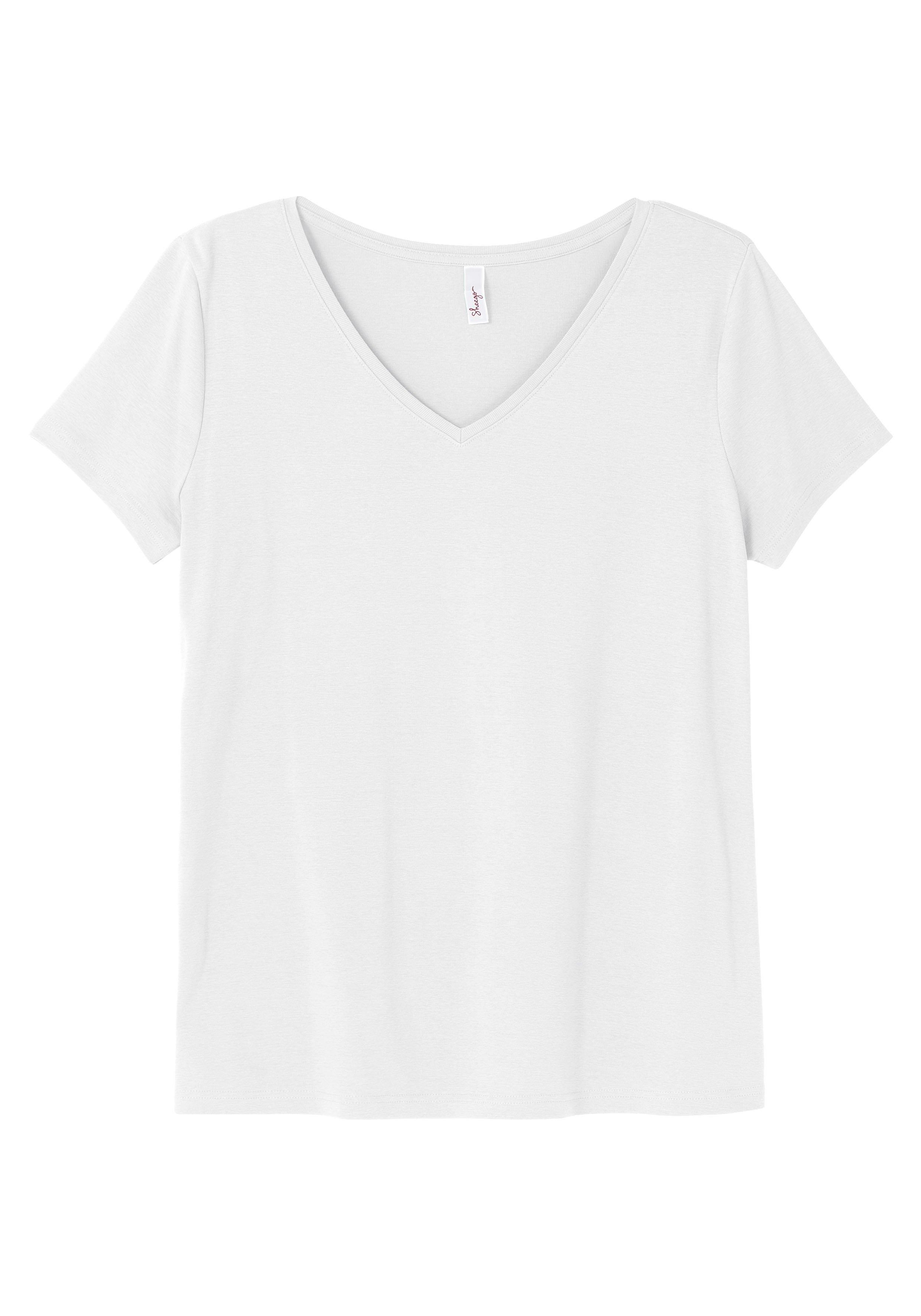T-Shirt mit V-Ausschnitt - marine | sheego | Zipfelshirts