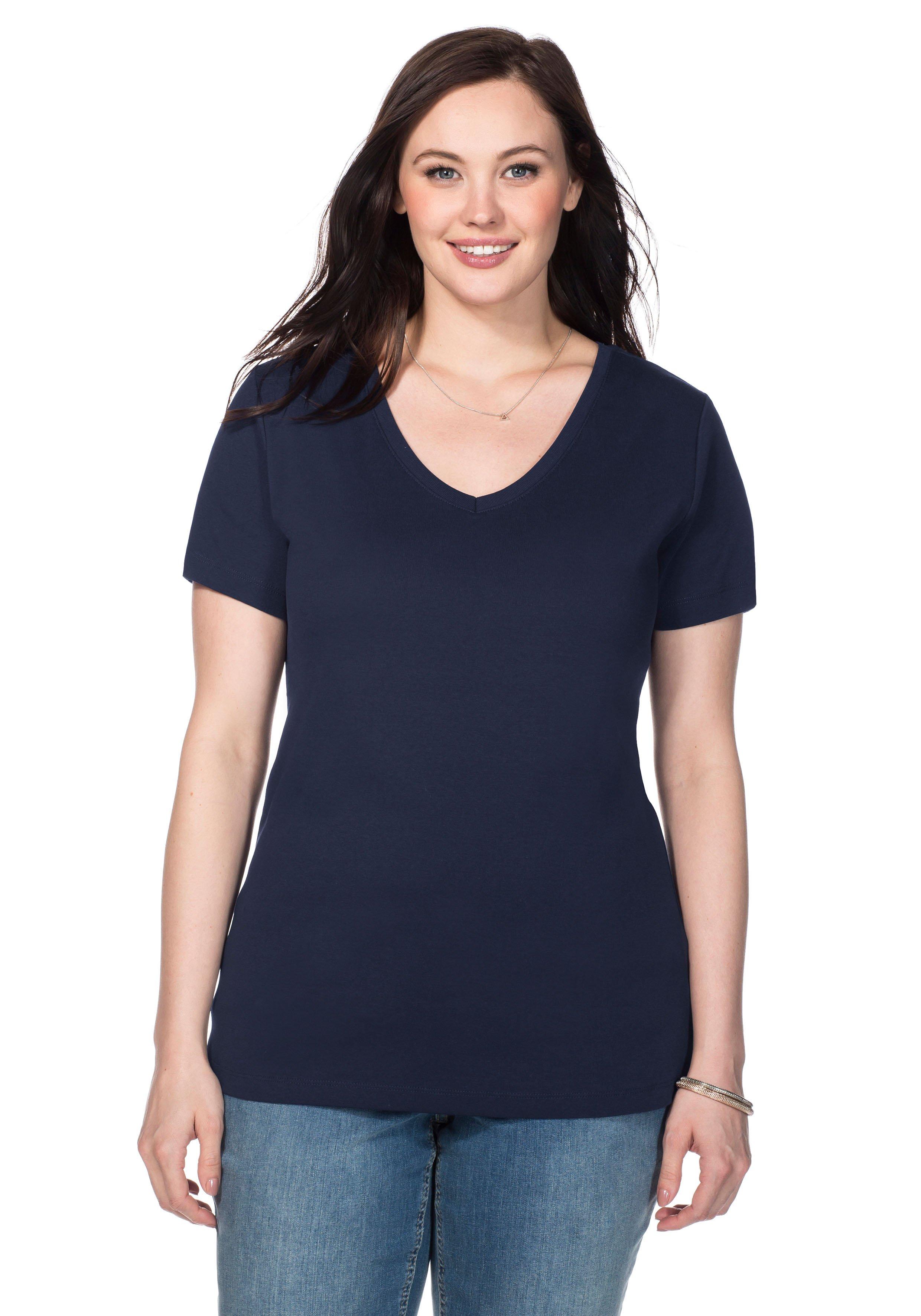 Größen Mode | sheego blau Plus Size Kurzarm ♥ große Shirts