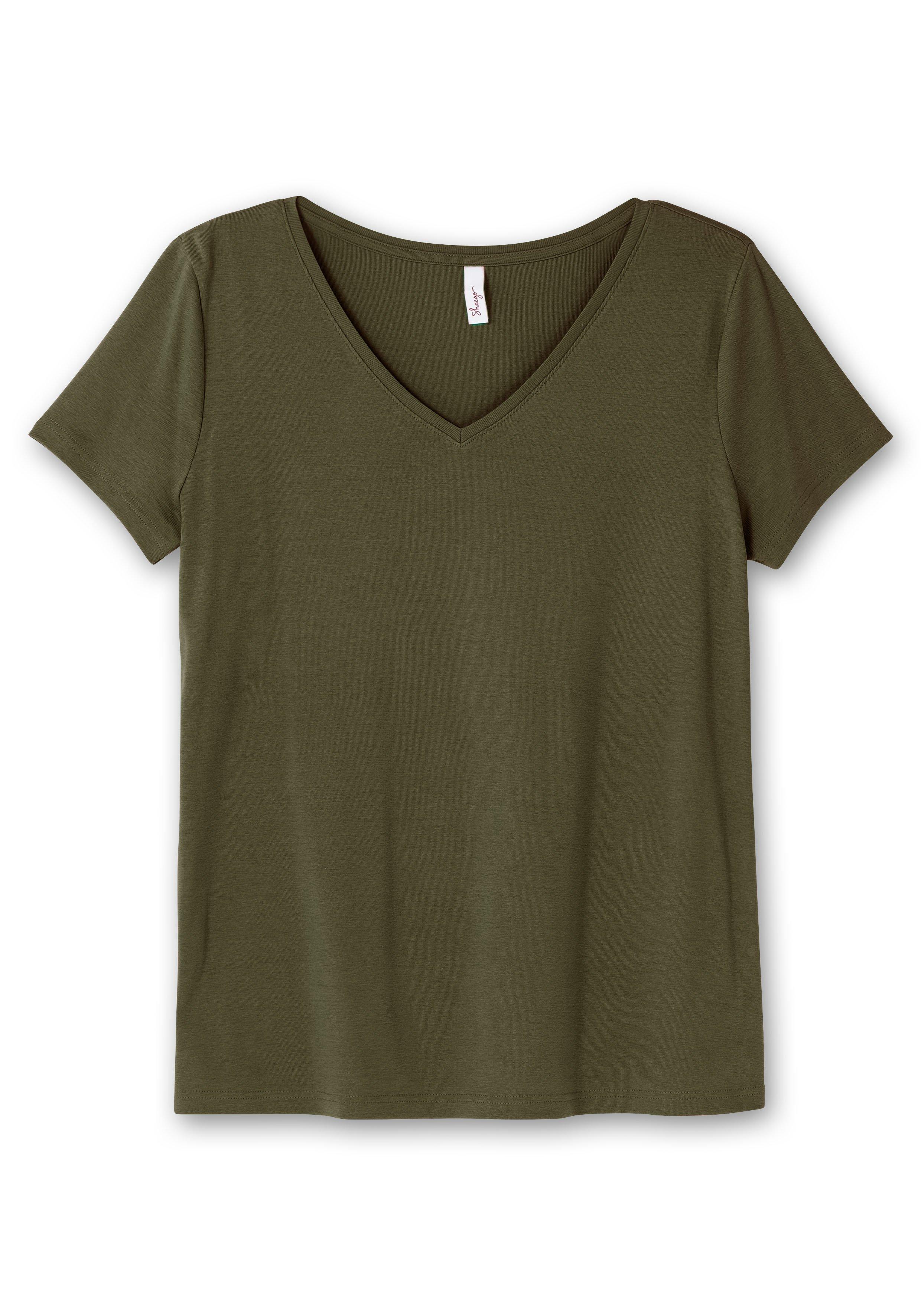 T-Shirt mit V-Ausschnitt | marine sheego 