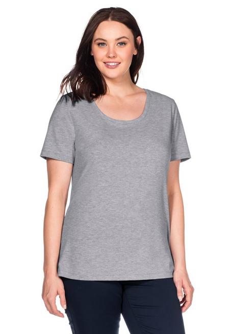 BASIC T-Shirt in leicht taillierter Form - grau meliert - 40/42