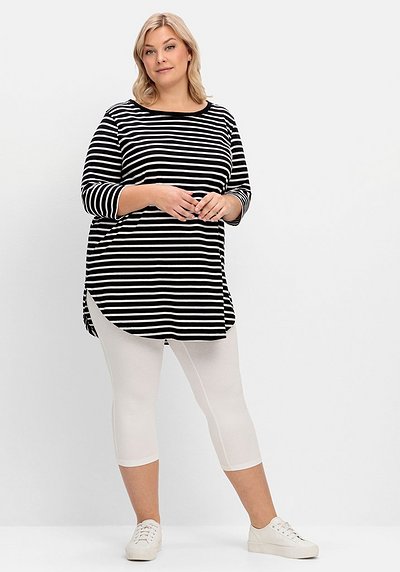 Longshirt in Oversized-Form mit Streifen - schwarz-weiß | sheego