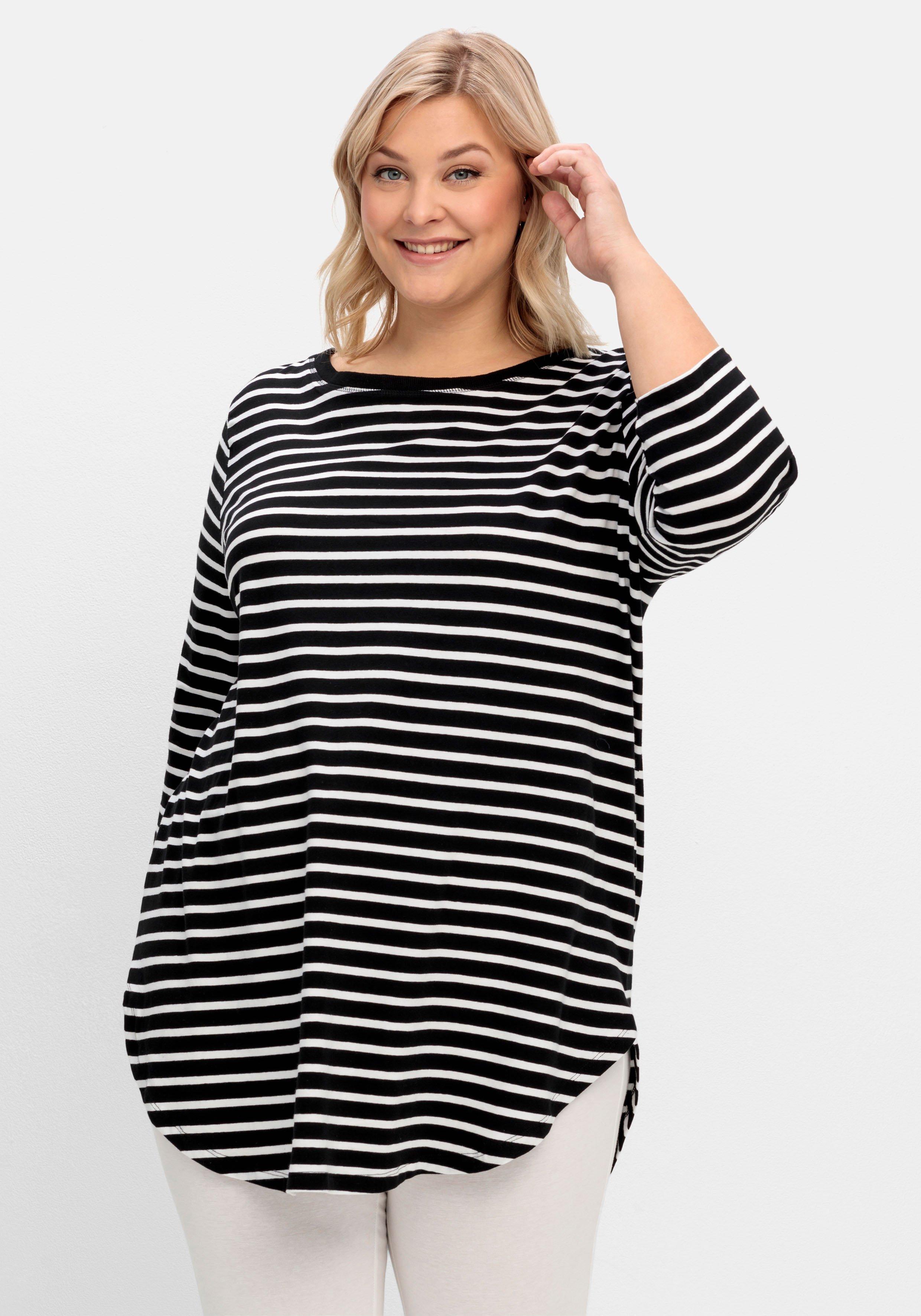 Longshirt in Oversized-Form schwarz-weiß - Streifen mit | sheego