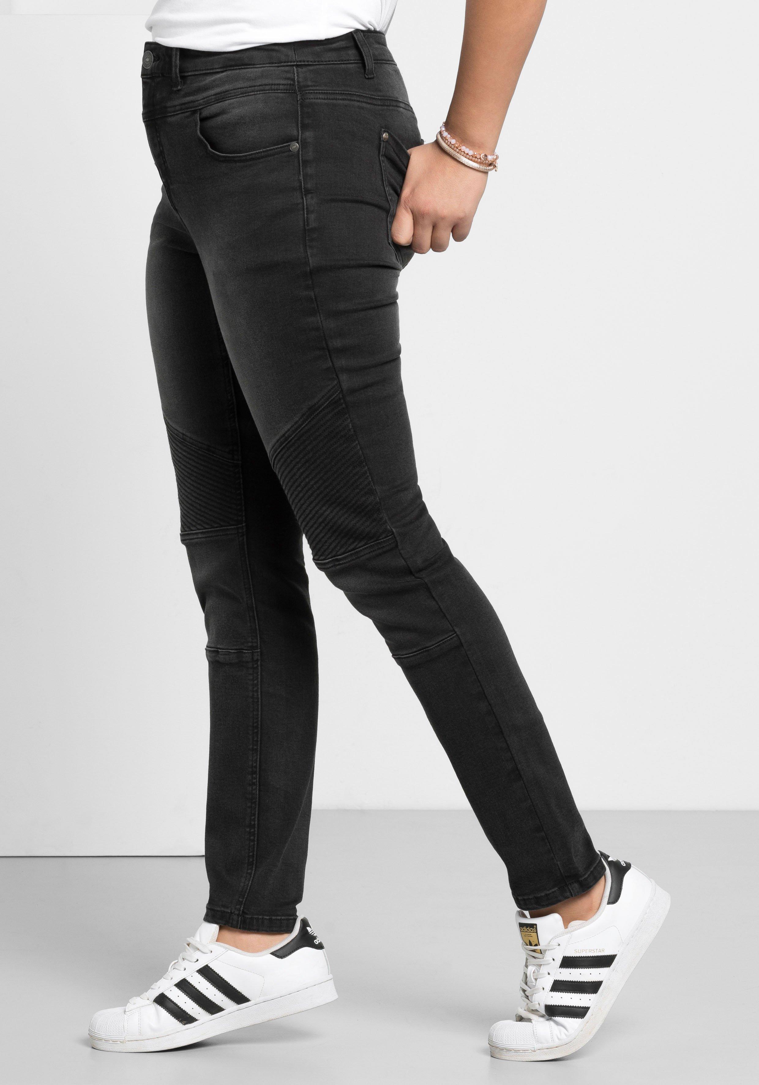 Skinny Power-Stretch-Jeans im Biker-Look - sheego black | Denim