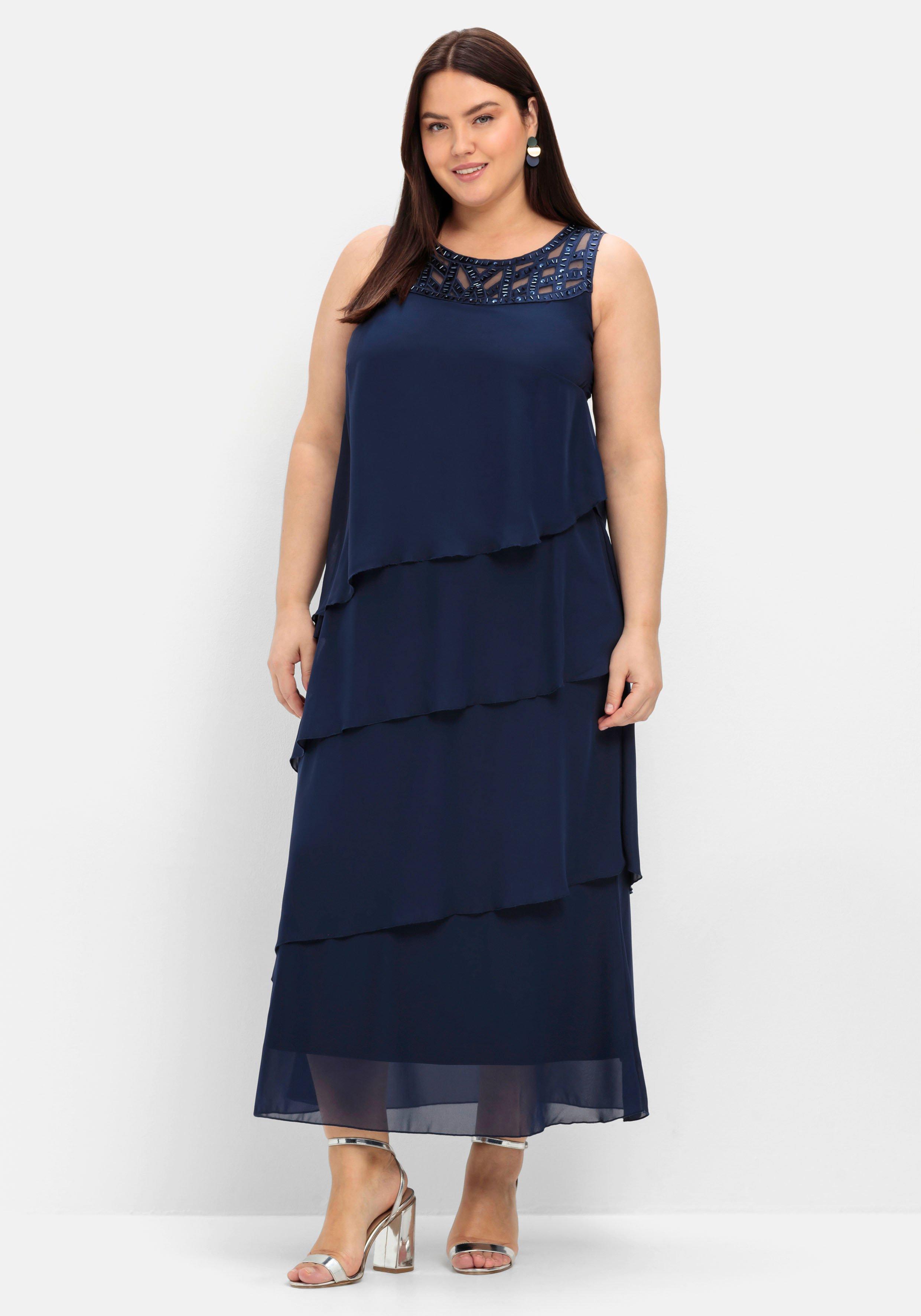 sheego Abendkleid mit Pailletten - marine sheego