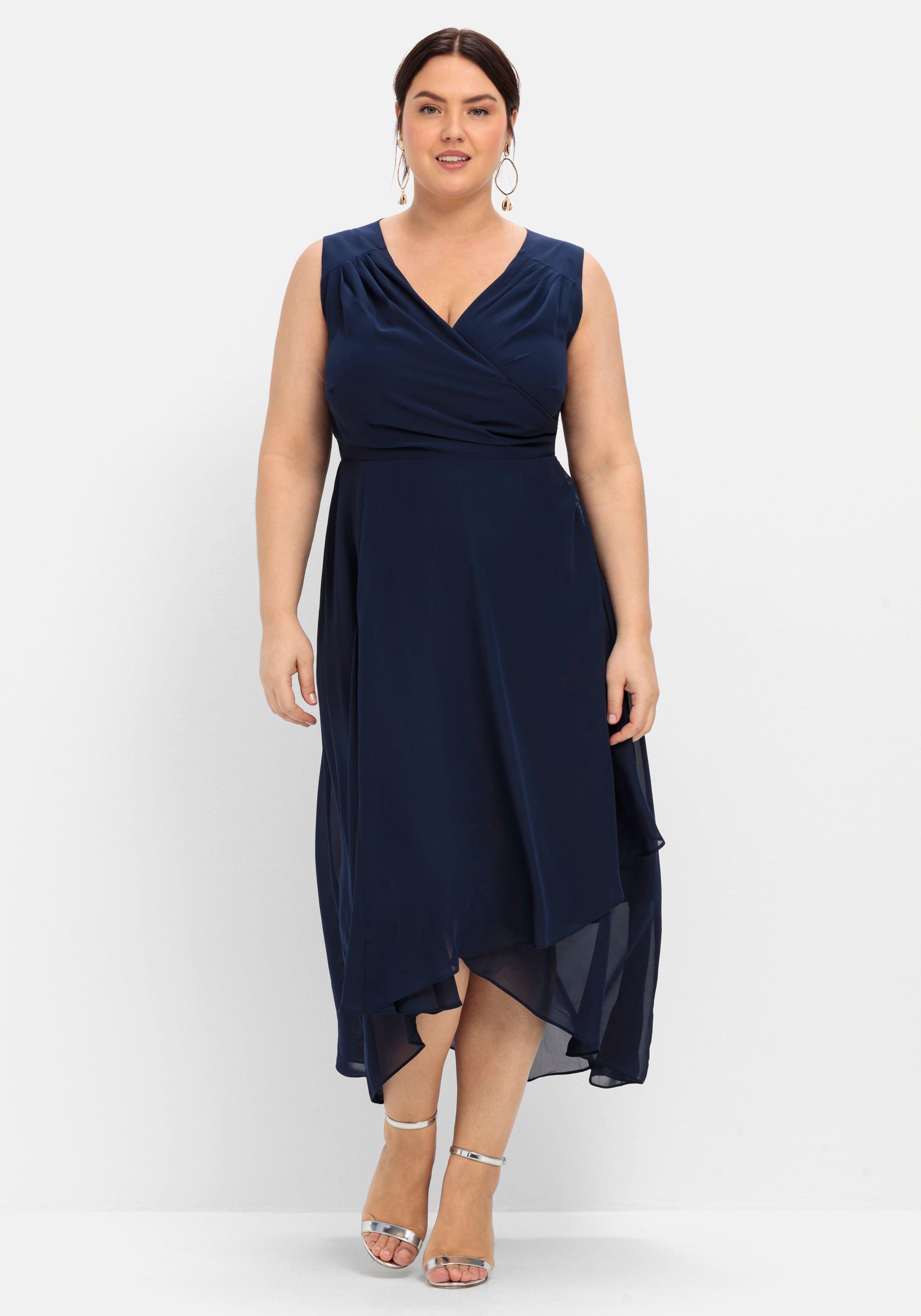 sheego Chiffonkleid in Wickeloptik - marine sheego