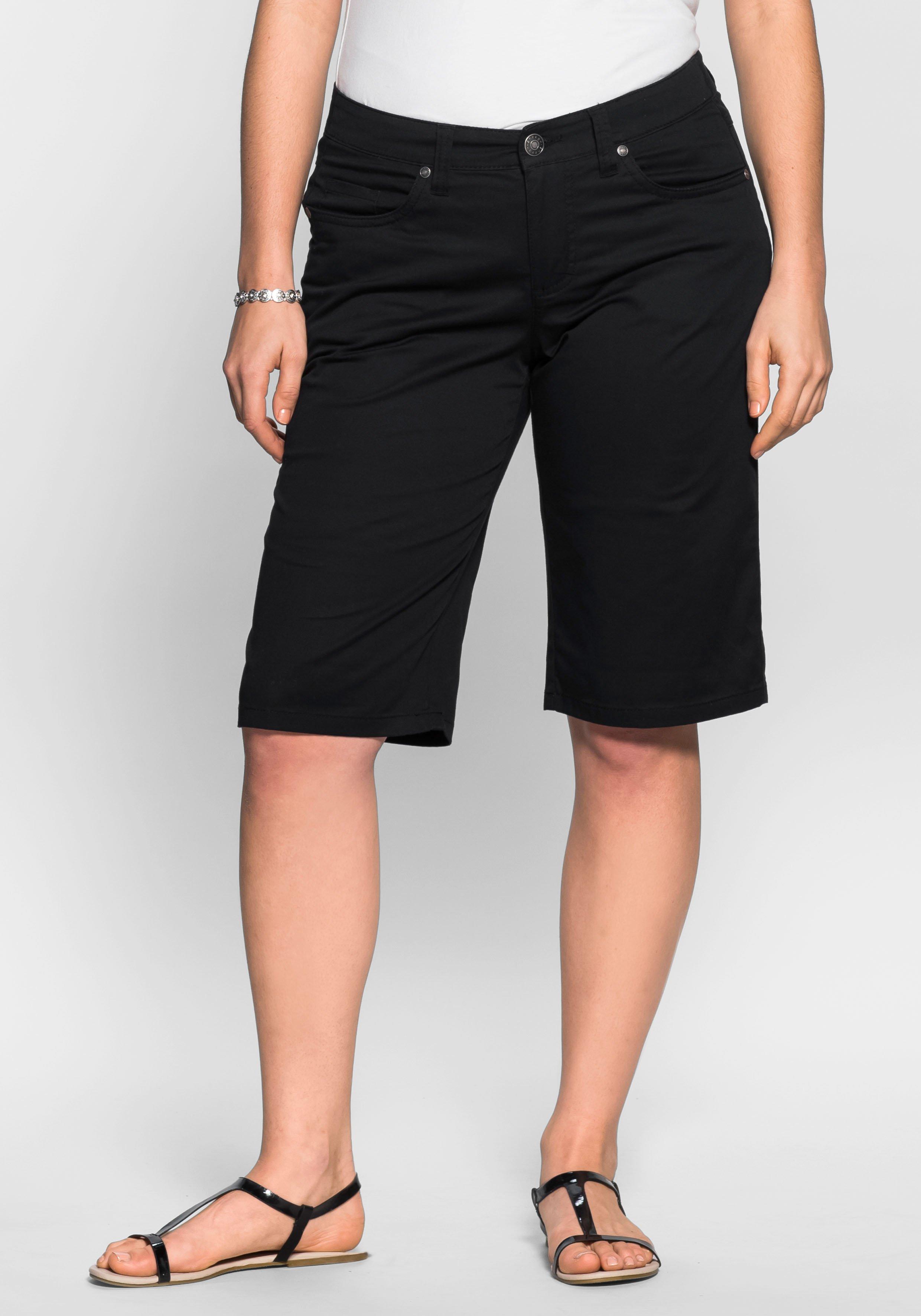 sheego Bermudas in 5-Pocket-Form, aus Baumwoll-Twill - schwarz sheego