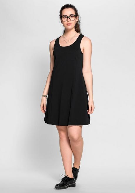Kleid in A-Linie mit breiten Trägern - schwarz - 40