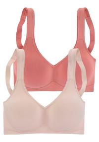 Doppelpack Basic-BHs ohne Bügel, terrakotta+creme, Gr.90C