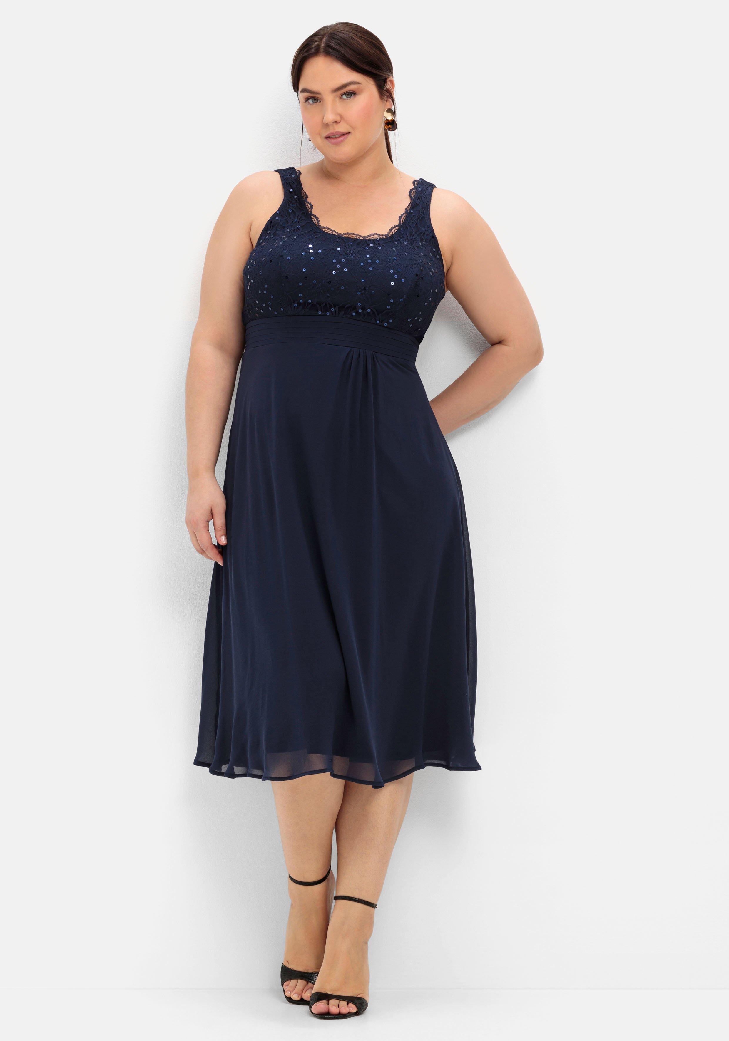 | Größen sheego Abendkleider ♥ große blau ärmellos Plus Mode Size