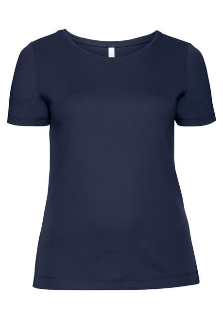 BASIC T-Shirt mit rundem Ausschnitt - marine | sheego