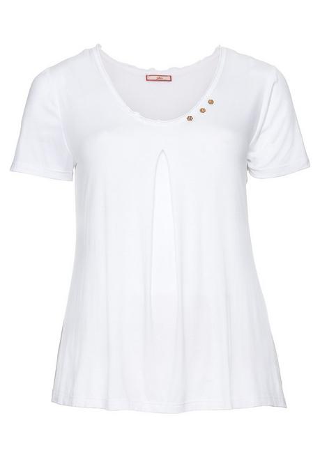 T-Shirt mit Kellerfalte - weiß - 40/42
