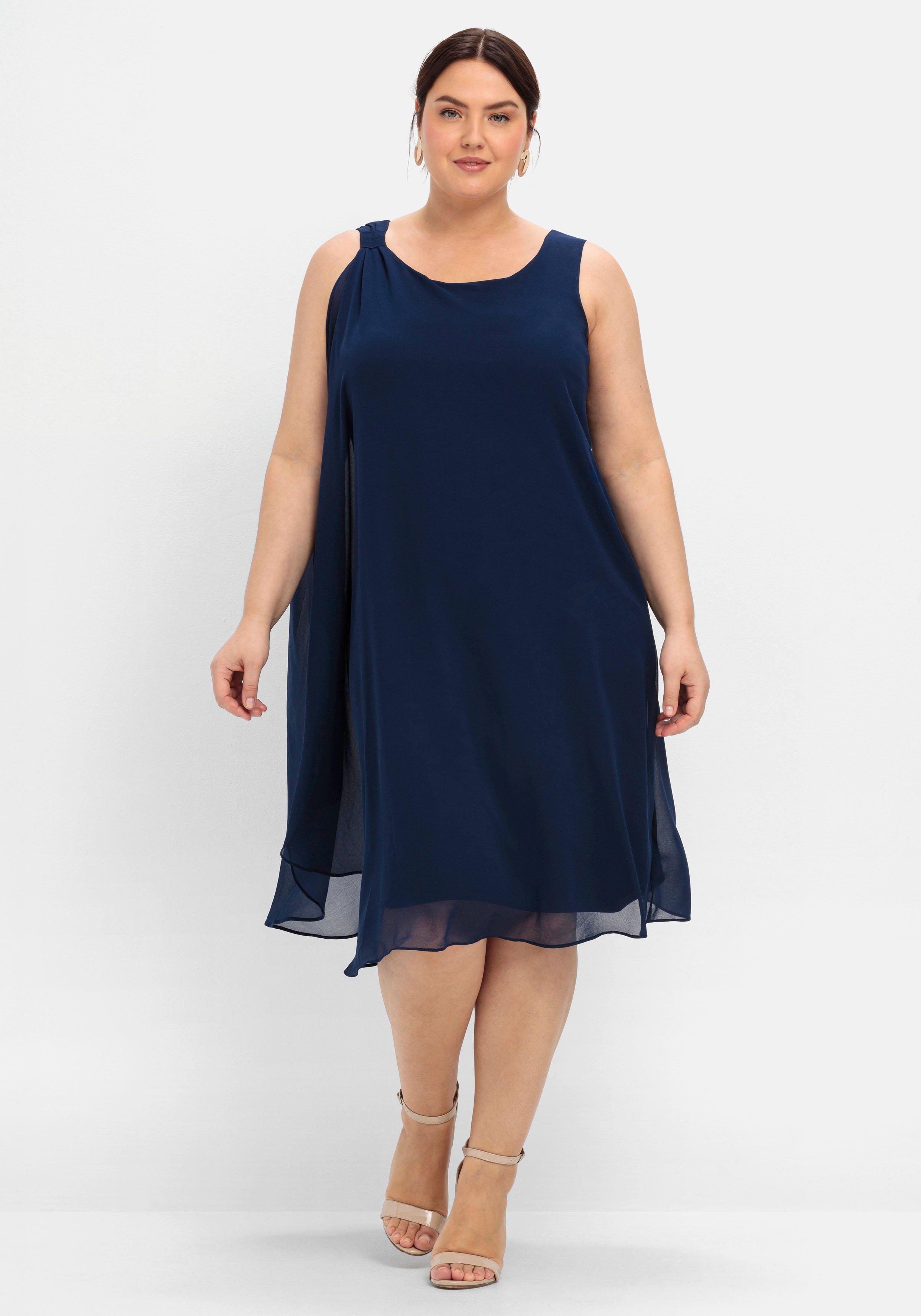 sheego Cocktailkleid aus Chiffon, in A-Linie - marine sheego