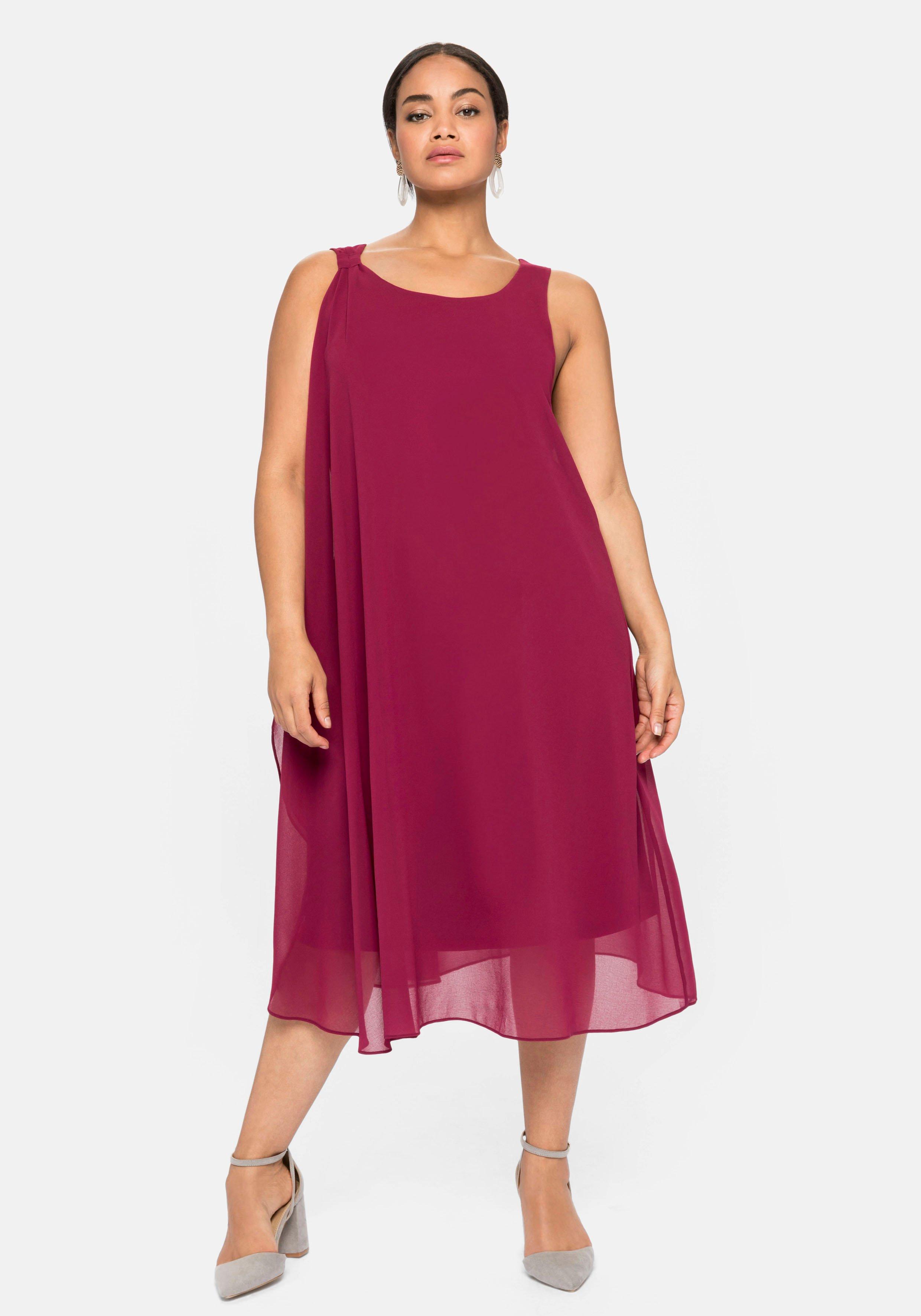 sheego Cocktailkleid aus Chiffon, in A-Linie - himbeere sheego