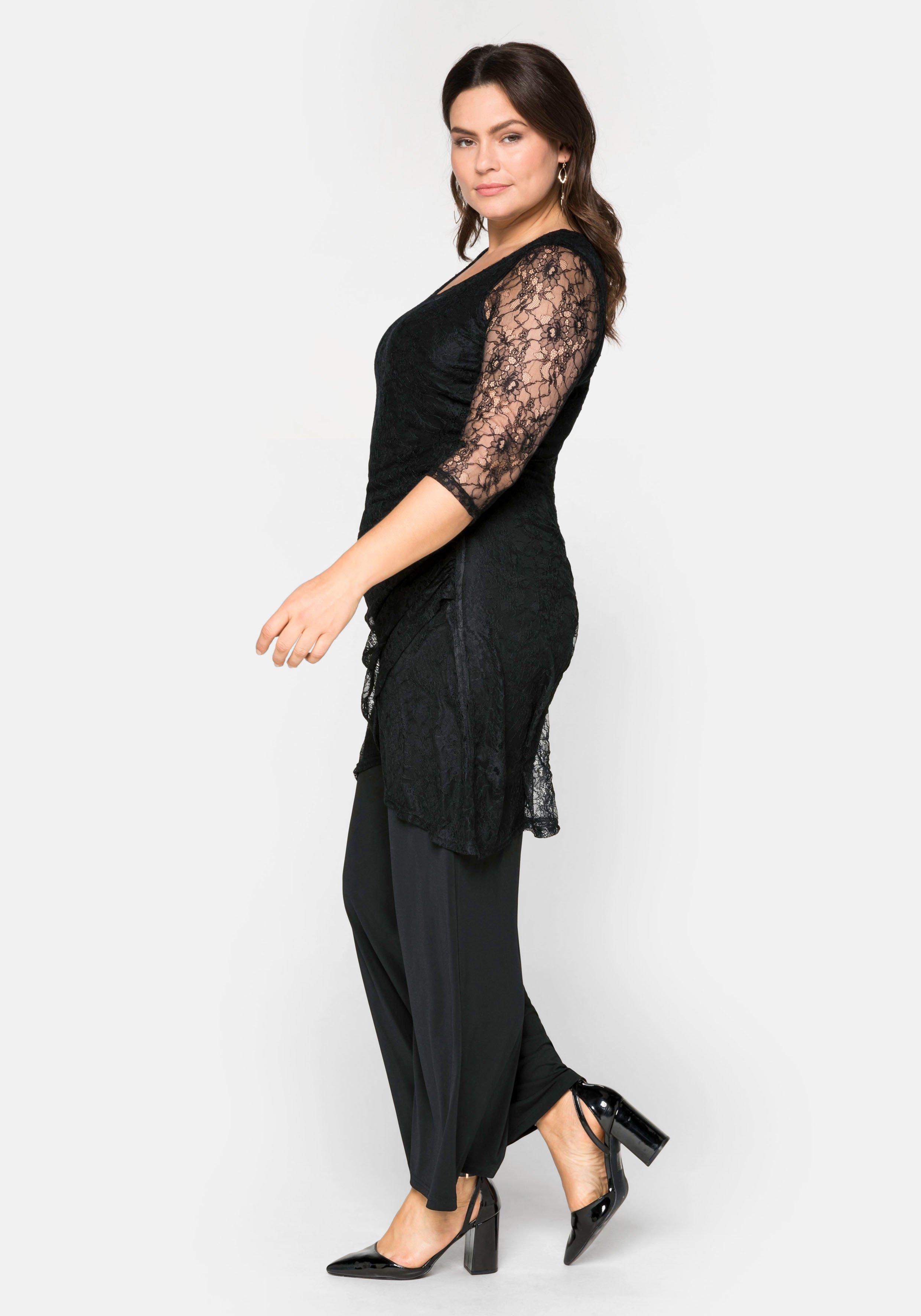 Jumpsuit Mit Spitze Schwarz Sheego