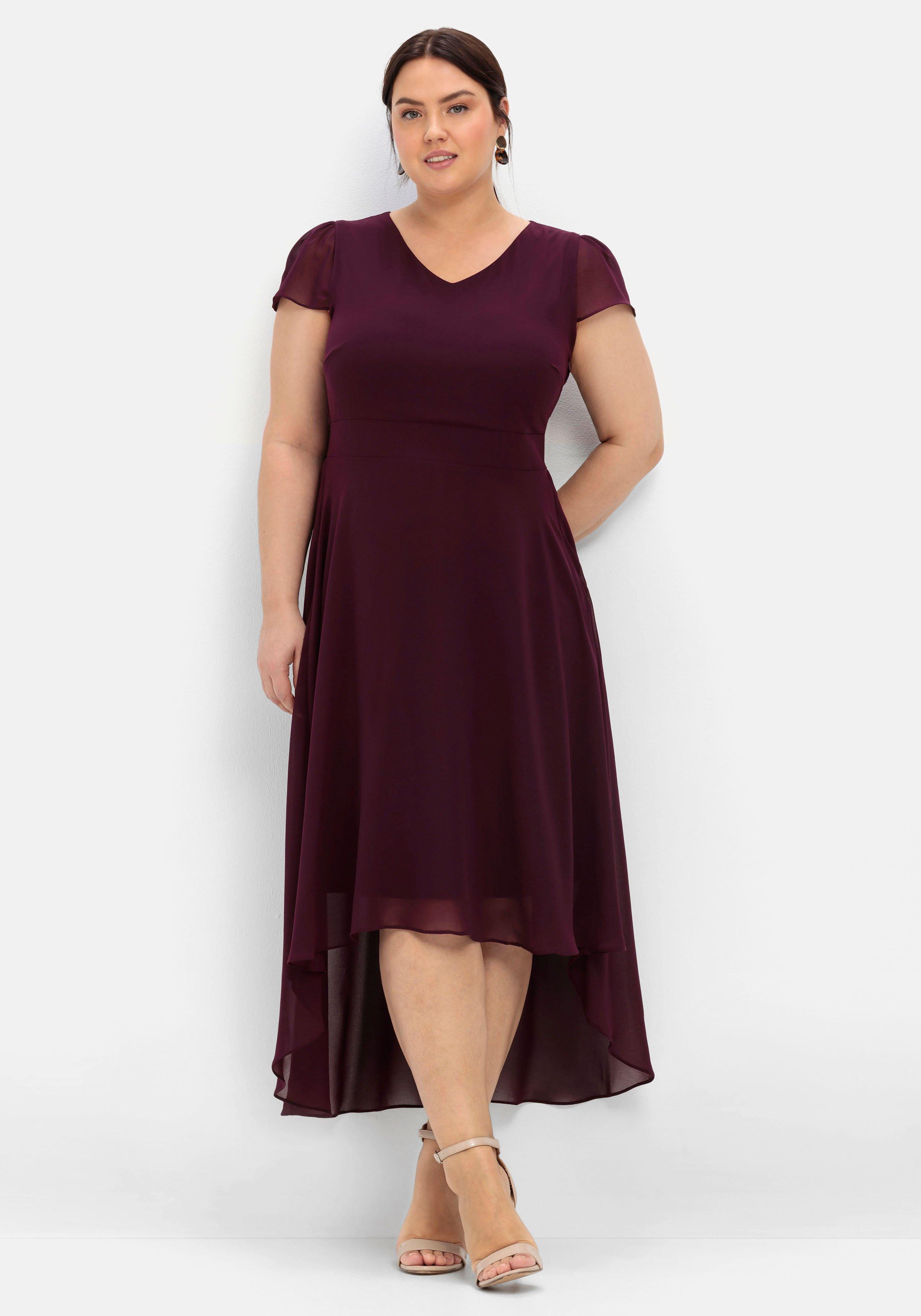 sheego Abendkleid mit Flügelärmeln - aubergine sheego