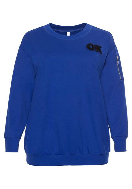 Sweatshirt mit Frottee-Applikation - royalblau - 52/54