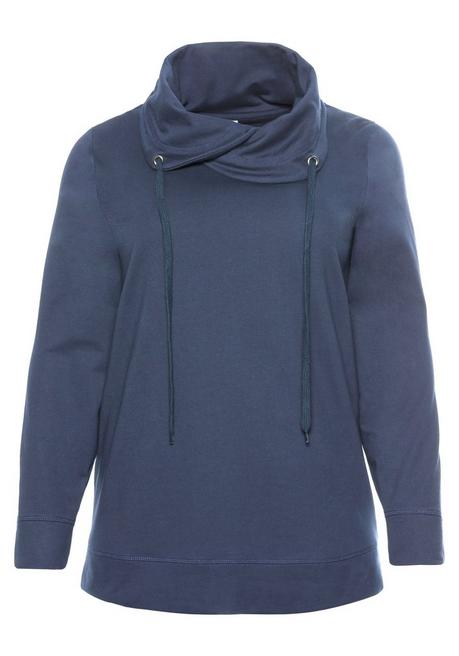 BASIC Sweatshirt mit weitem Kragen - rauchblau - 44/46