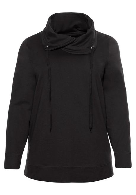 BASIC Sweatshirt mit weitem Kragen - schwarz - 48/50