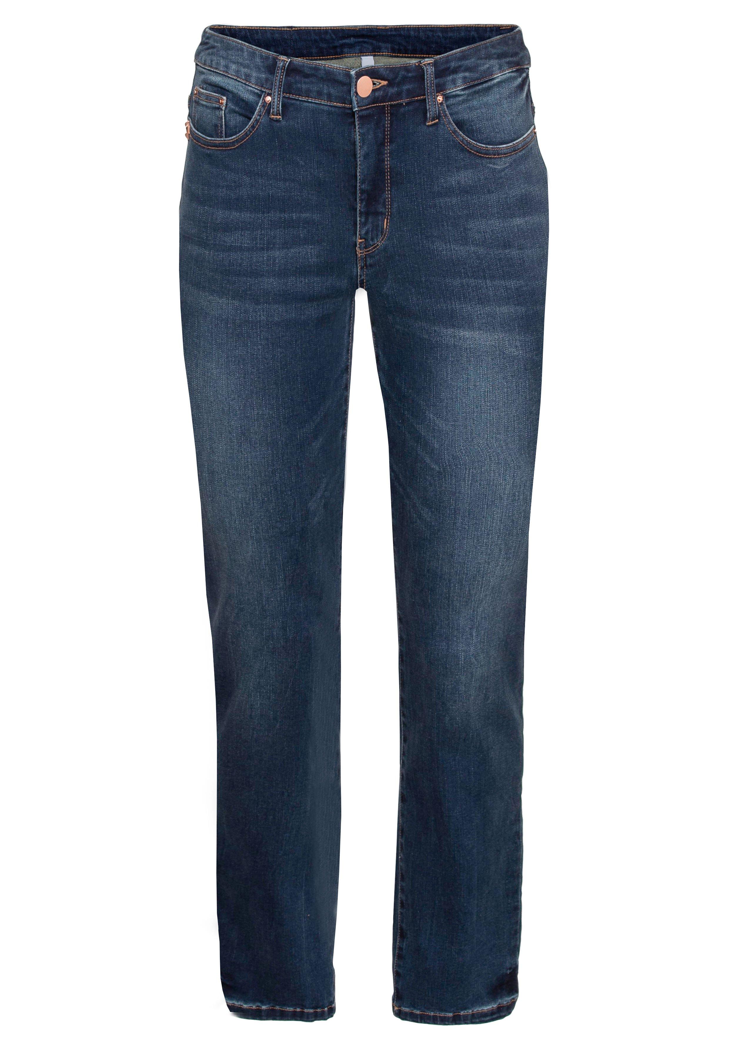 Gerade Stretch-Jeans mit Bodyforming-Effekt - blue Denim | sheego