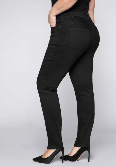 Skinny Stretch-Jeans mit Bodyforming-Effekt - black Denim - 40
