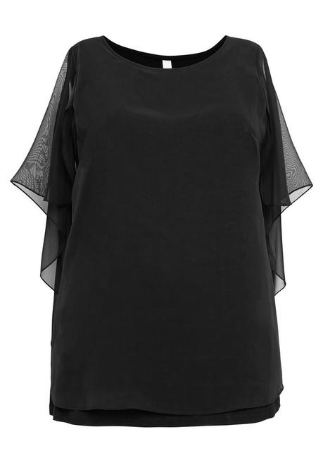 T-Shirt mit Flügelärmeln - schwarz - 48