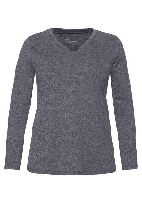 Jerseyshirt aus Funktionsmaterial - grau meliert - 44/46