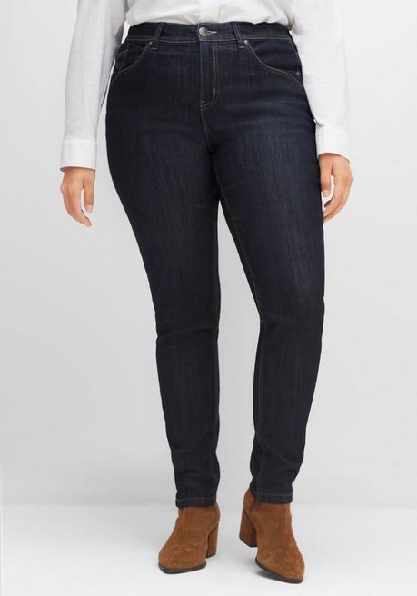 Schmale Jeans mit Kontrastnähten - blue black Denim - 40