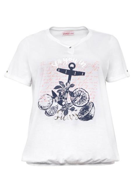 Shirt aus Flammgarn mit maritimen Druck - weiß - 44/46