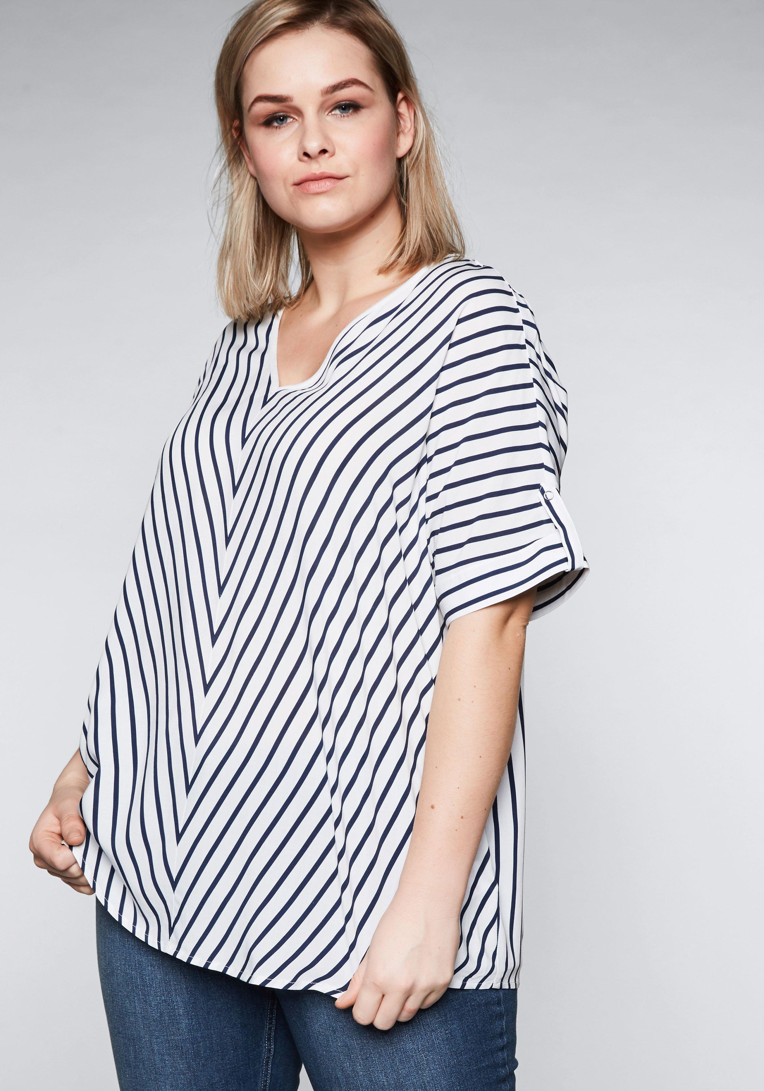 Tunika in Oversized-Form mit Streifen sheego - offwhite-marine 